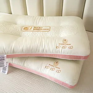Luxury Embroidered Silkworm Protein Pillow Soft Polyester Fiber Filling Cervical Neck Protection Bedding Pillow For Home Adults