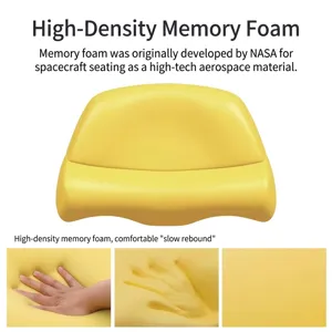 Detalle de almohada amarilla de espuma viscoelástica con efecto de rebote lento de mano