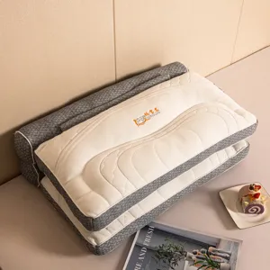 Detail view of multifunctional ergonomic neck protection pillow with quilted texture