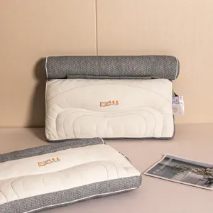 Premium multifunctional detachable neck pillow with gray and beige ergonomic support