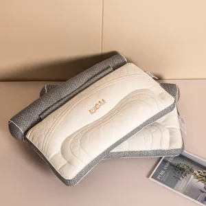 Detachable ergonomic neck support pillows in cream and grey textured fabric