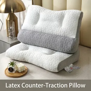 Ergonomic Latex Cervical Pillow For Neck Pain Relief Anti-Traction Massage Orthopedic Pillow Breathable Honeycomb Mesh Bed Pillow For Adults Bedroom