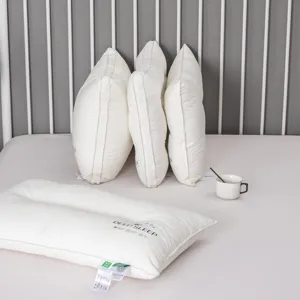 Premium white cotton pillow inserts with 'Deep Sleep' print for hotel quality comfort