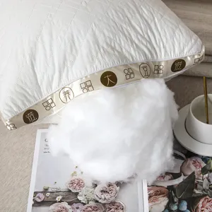 White quilted soybean fiber pillow core with fluffy stuffing for comfortable home sleeping experience.