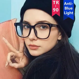 Trendiges quadratisches TR90-Brillengestell mit Anti-Blaulicht-Gläsern für Damen