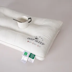Luxury hotel pillow made of premium white Xinjiang long-staple cotton with embroidery