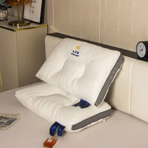 Ergonomic white memory foam pillow set with contour neck support for side sleepers