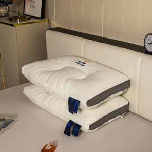 Ergonomic latex cervical pillow set with breathable side mesh for optimal neck support