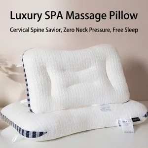 Ergonomic Neck Support Massage Pillow Washable Knit Cotton SPA Sleeping Pillow High Elastic Fiber Fill Cervical Pillow