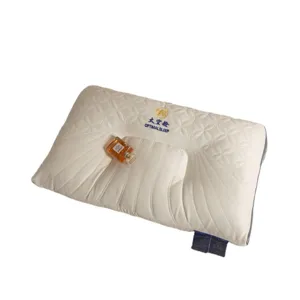 Ergonomic white latex space capsule neck support pillow with breathable quilted surface