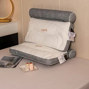 Ergonomic Detachable Cervical Pillow Neck Support Rectangular Bed Pillow With Cylinder Support Soft Breathable Bedding Sleep Accessory