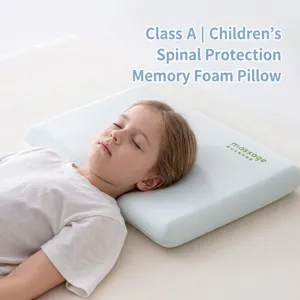 Almohada ergonómica de espuma viscoelástica azul para niños con funda de tela transpirable
