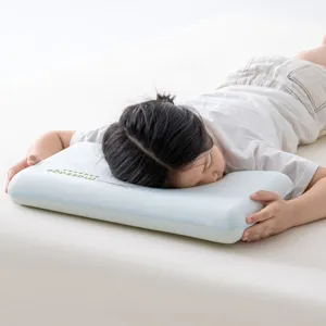 Almohada ergonómica azul de espuma viscoelástica para niños, soporte para un sueño cómodo