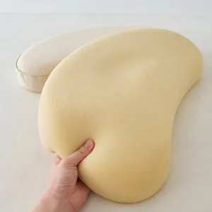 Ergonomic Crescent Kids Pillow Silicone Filling Cotton Linen Cover Breathable Cervical Support For Deep Sleep Children Bedding