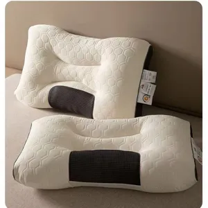 Professional ergonomic 3D partition latex neck protection pillow with honeycomb texture