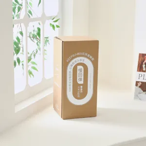 Embalaje de cartón marrón minimalista para una almohada de espuma viscoelástica de rebote