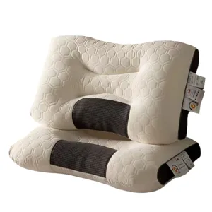 Ergonomic cloud latex cervical pillow with 3D massage zones and honeycomb texture