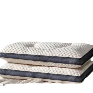 Juego de 2 almohadas de hotel suaves con textura de cubos de agua y borde de malla