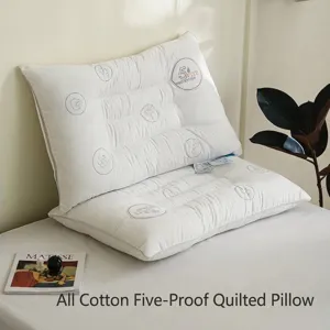All Cotton Five Prevention Quilted Pillow For Neck Support Household Soft Rectangular Bed Pillow For Adults Students