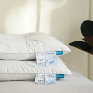 Pair of premium white quilted cotton pillows for adult neck support and daily comfort