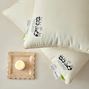 Cozy cream panda print parent-child pillow set for kids and adults with cute cartoon design