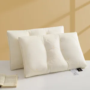 Luxurious Tencel latex pillow with elegant 3D embroidery and ergonomic neck support