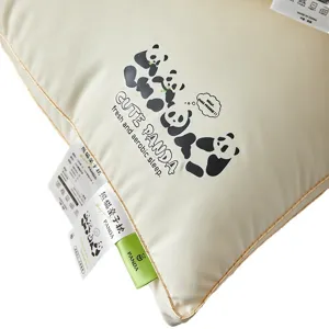 Creamy cartoon panda pillow with 'Cute Panda' print for kids and adults sleep