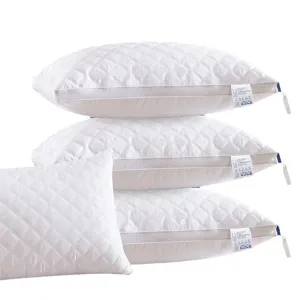 Almohada acolchada de algodón blanco con relleno de seda de plumas para hotel y hogar