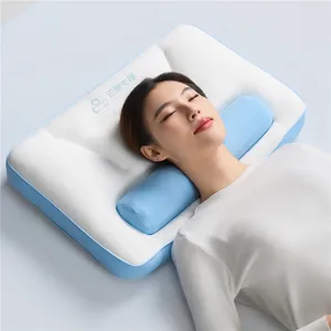 Almohada Cervical Ergonómica de Espuma de Memoria Almohada de Tracción Cervical Cilíndrica para Dormir Soporte de Cama Ortopédico