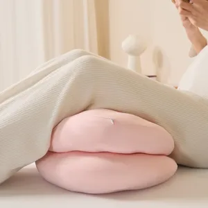 Almohada ergonómica rosa para embarazo en forma de concha para vientre y piernas