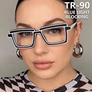 Retro 2D style anti-blue light glasses with TR90 frame for a quirky comic book look