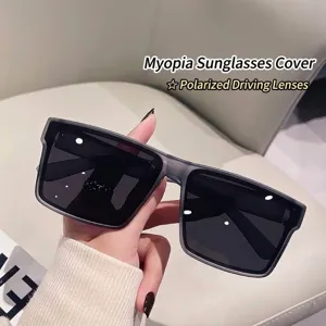 Polarisierte quadratische Überbrille Sonnenbrille zum Autofahren mit grauem transparentem Rahmen