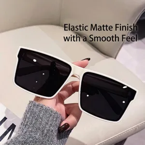 Stilvolle polarisierte quadratische Sonnenbrille in Mattweiß für Autofahrer mit UV-Schutz