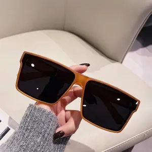 Übergroße quadratische polarisierte Überbrille Sonnenbrille mit bernsteinfarbenem Rahmen