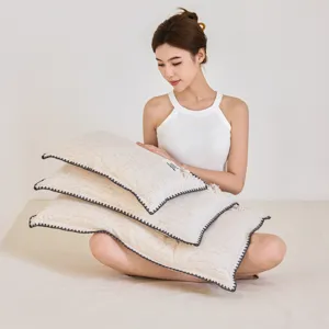 Premium cotton children's pillow with decorative zigzag edges and removable washable cover