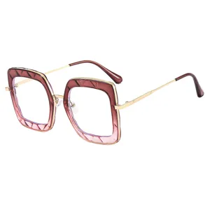 Oversized square blue light blocking glasses frames for women in a vintage fashion style