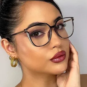 Montatura occhiali cat-eye alla moda con glitter e filtro luce blu per donna