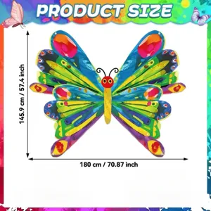 Vibrant large butterfly shaped party backdrop for kids birthday photo booth decoration 180x145cm