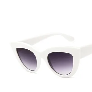 Fashionable retro white cat-eye sunglasses with purple gradient lenses for women