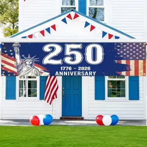 Amerikaanse 250ste verjaardag banner met Vrijheidsbeeld voor onafhankelijkheidsdag