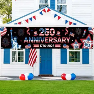USA 250th Anniversary Banner with Statue of Liberty for Independence Day yard decoration