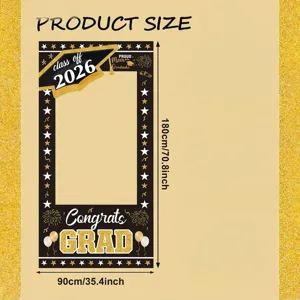 Graduation party photo booth backdrop with 2026 class and congrats grad design
