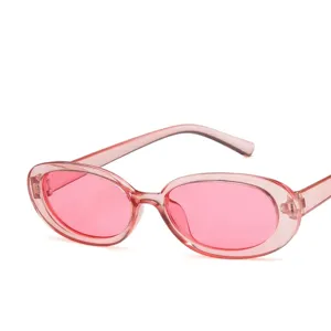 Occhiali da sole ovali rosa alla moda con lenti piccole, design trendy per amanti moda