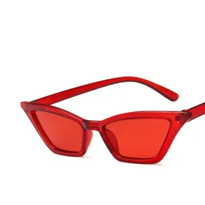 Stylish red small frame cat-eye sunglasses with vintage retro design for street fashion