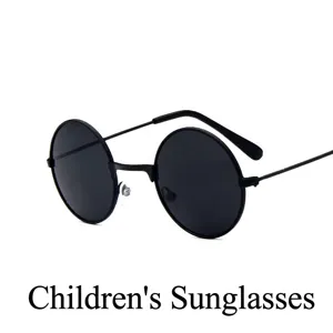 Klassische Retro-Rundsonnenbrille in Schwarz für Kinder