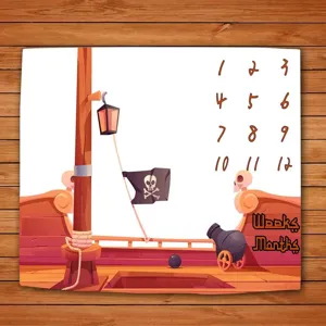 Nautical pirate ship theme baby milestone blanket for monthly growth photography