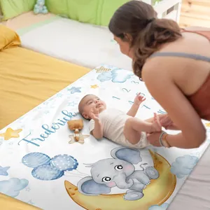 Personalized baby milestone blanket with cute elephant and star design, perfect for monthly photos.