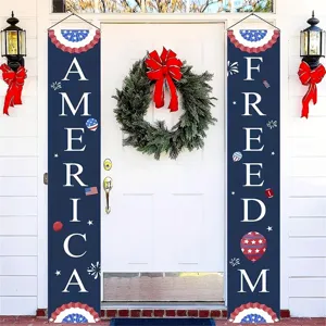 Set Striscioni Patriottici Giorno dell'Indipendenza America Freedom Bandiera da Appendere all'Aperto per Decorazione Casa Cortile