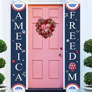 Striscioni patriottici Giorno Indipendenza con testo America Freedom e ghirlanda