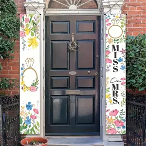 Striscioni per portico nuziale con fiori e anello di diamante per decorazioni